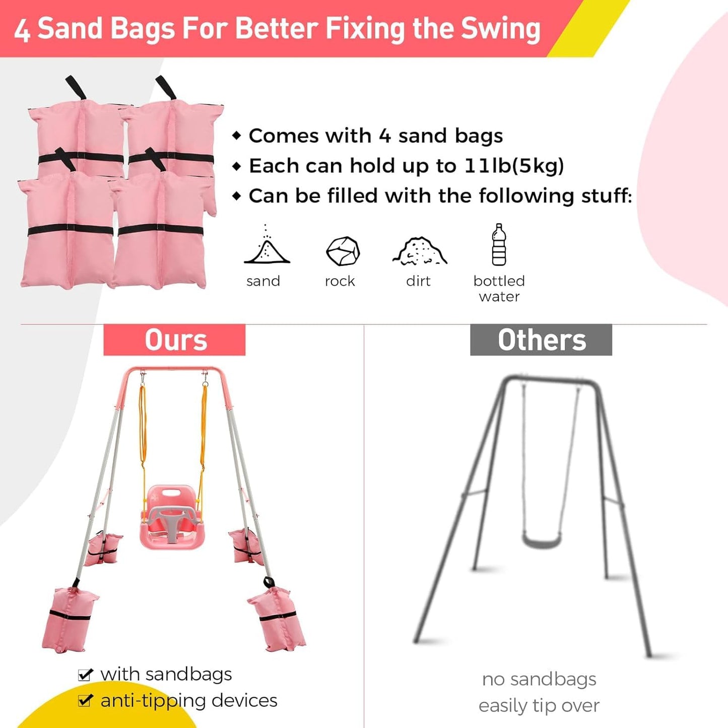 FUNLIO Toddler Swing with Foldable Stand – 3-in-1 Swing Set for Ages 1–10, Easy Assembly
