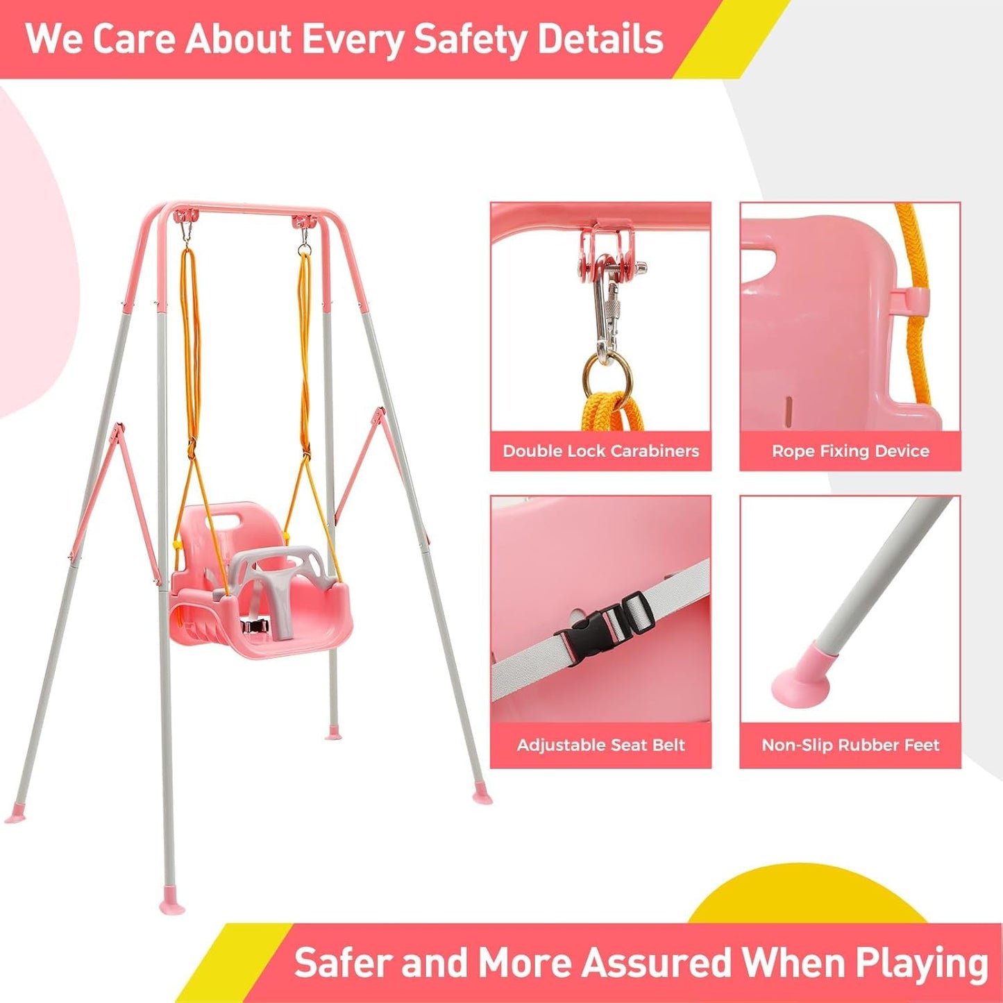 FUNLIO Toddler Swing with Foldable Stand – 3-in-1 Swing Set for Ages 1–10, Easy Assembly