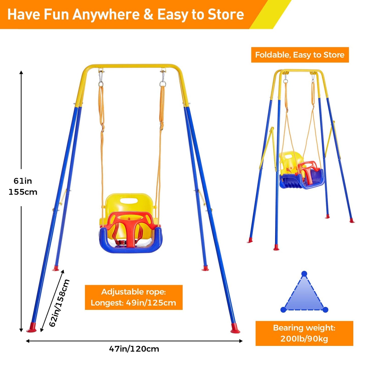 FUNLIO 2-in-1 Swing Set & Baby Jumper — Foldable Indoor/Outdoor Stand