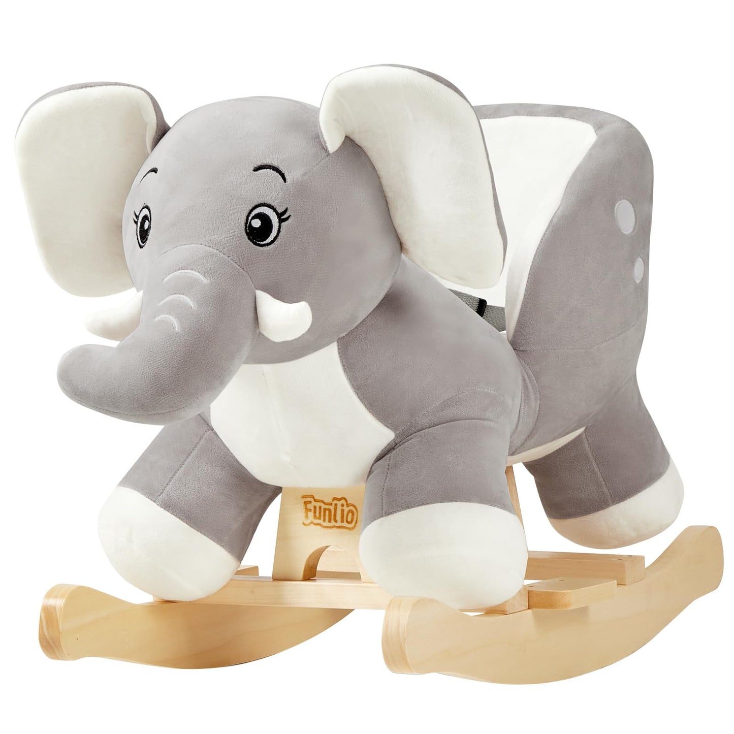 FUNLIO Elephant Baby Rocking Horse – Plush Grey Rocker for Toddlers (6 Months to 3 Years) CPC & CE Certified