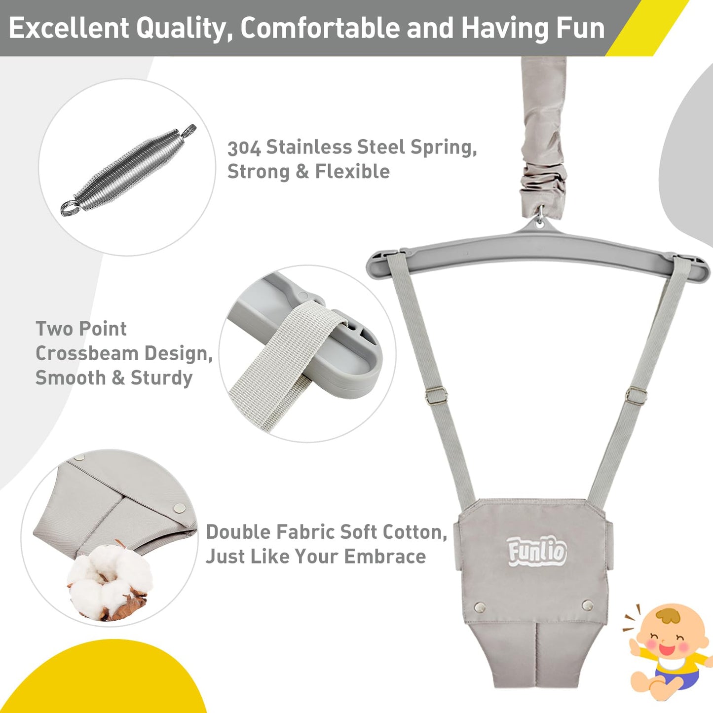 FUNLIO 2-in-1 Swing Set & Baby Jumper – Indoor Outdoor Foldable Stand