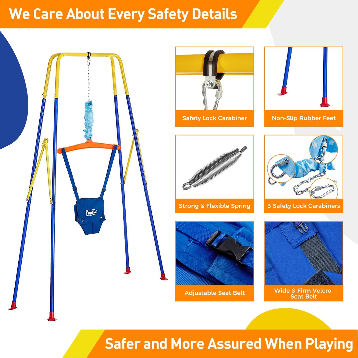 FUNLIO 2-in-1 Swing Set & Baby Jumper — Foldable Indoor/Outdoor Stand