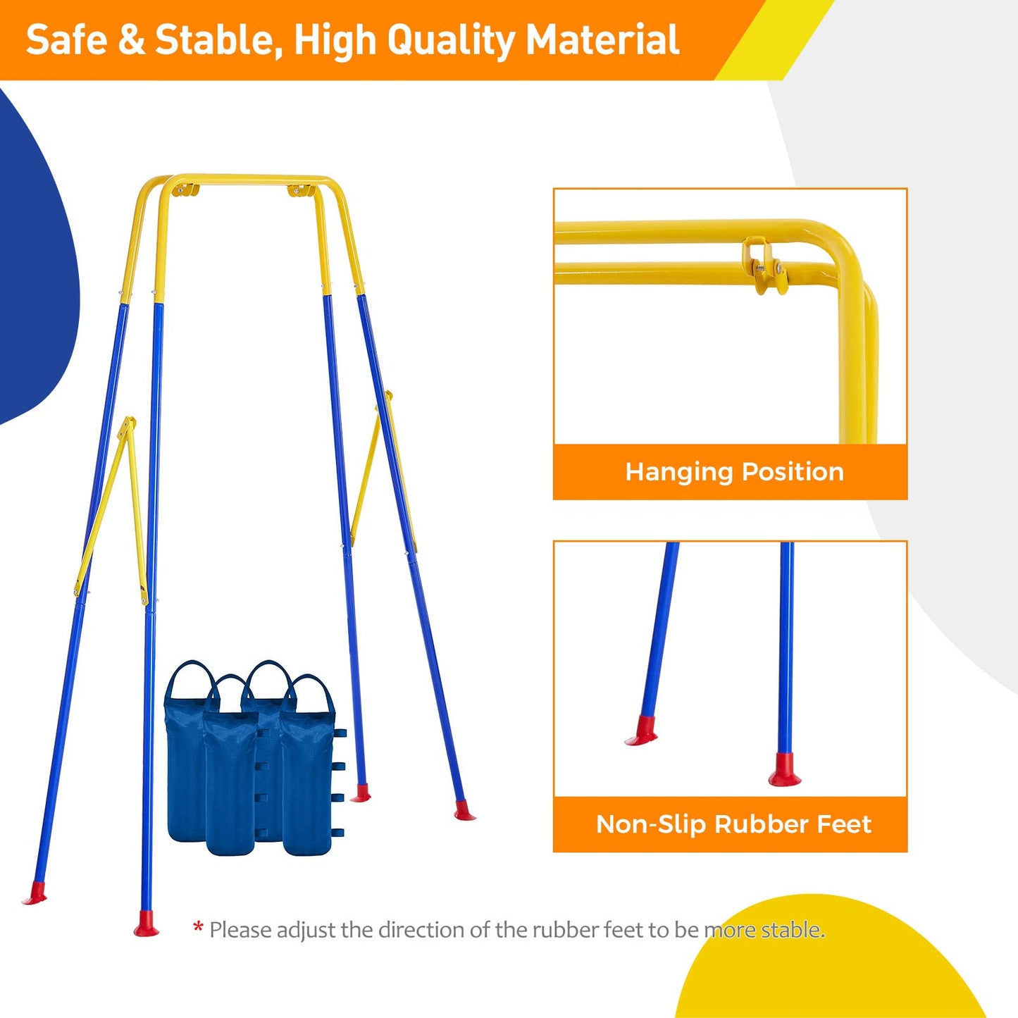 FUNLIO Foldable Swing Stand for Kids – Heavy-Duty A-Frame with 4 Sandbags