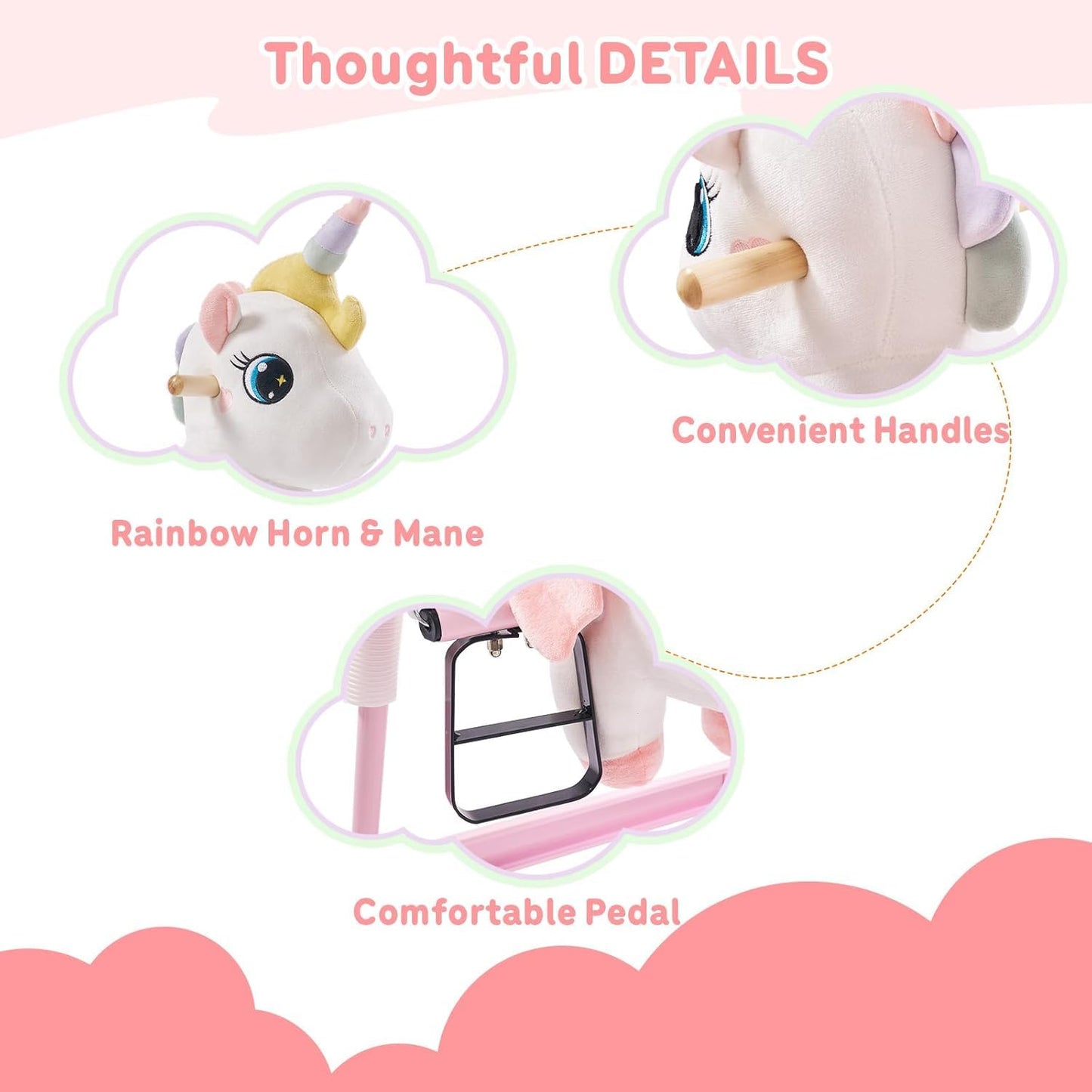 FUNLIO Unicorn Spring Rocking Horse for Kids 3-6 – Rainbow Fairy Ride-on with Covered Spring