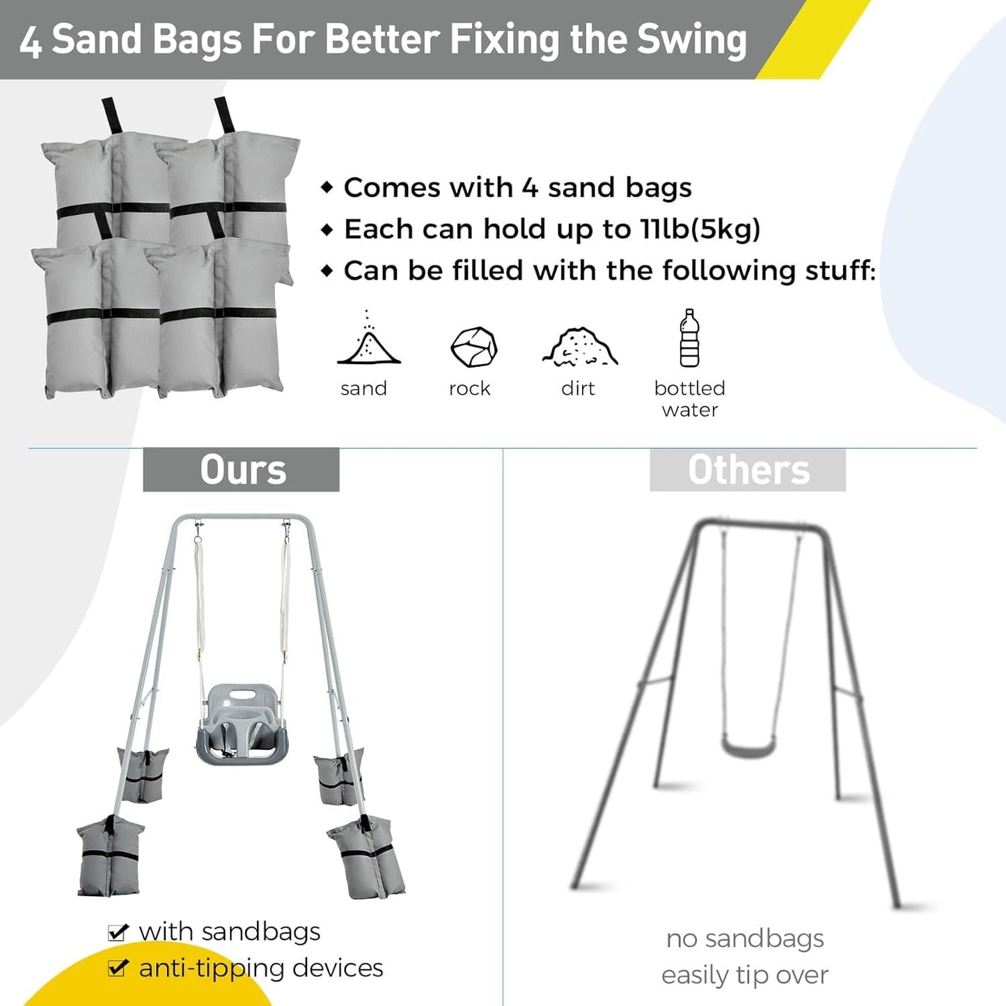FUNLIO Toddler Swing with Foldable Metal Stand – 3-in-1 Set for 1–10 Years (Indoor/Outdoor)