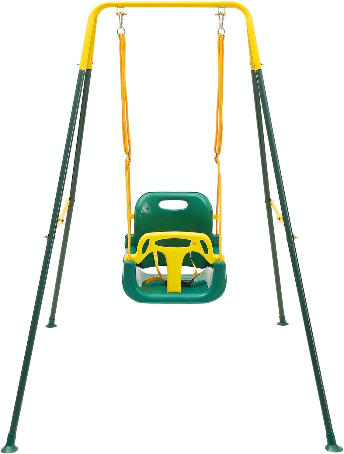 FUNLIO Toddler Swing with Foldable Stand — 3-in-1 Swing Set for Ages 1-10, Indoor/Outdoor, 4 Sandbags, Green