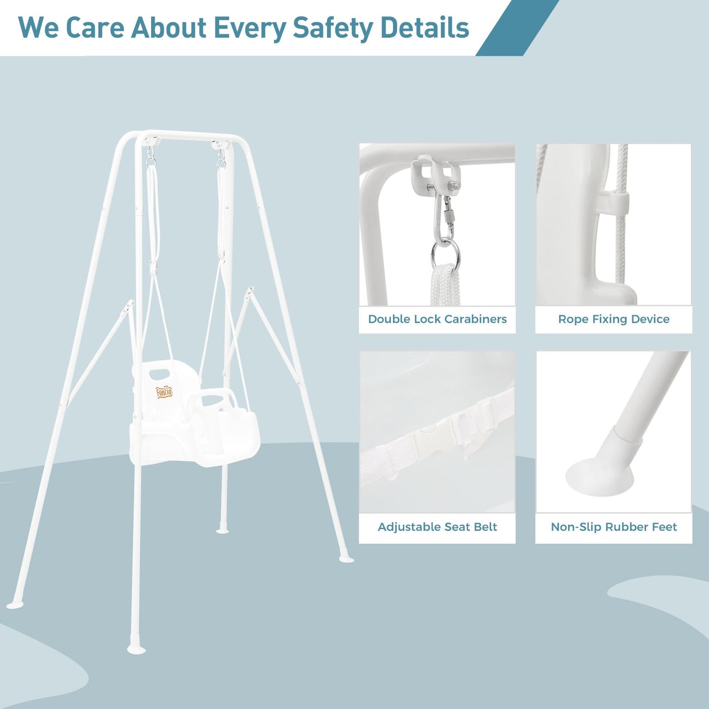 FUNLIO Toddler Swing with Foldable Stand – 3-in-1 Swing Set for Ages 1–10 | Easy Setup