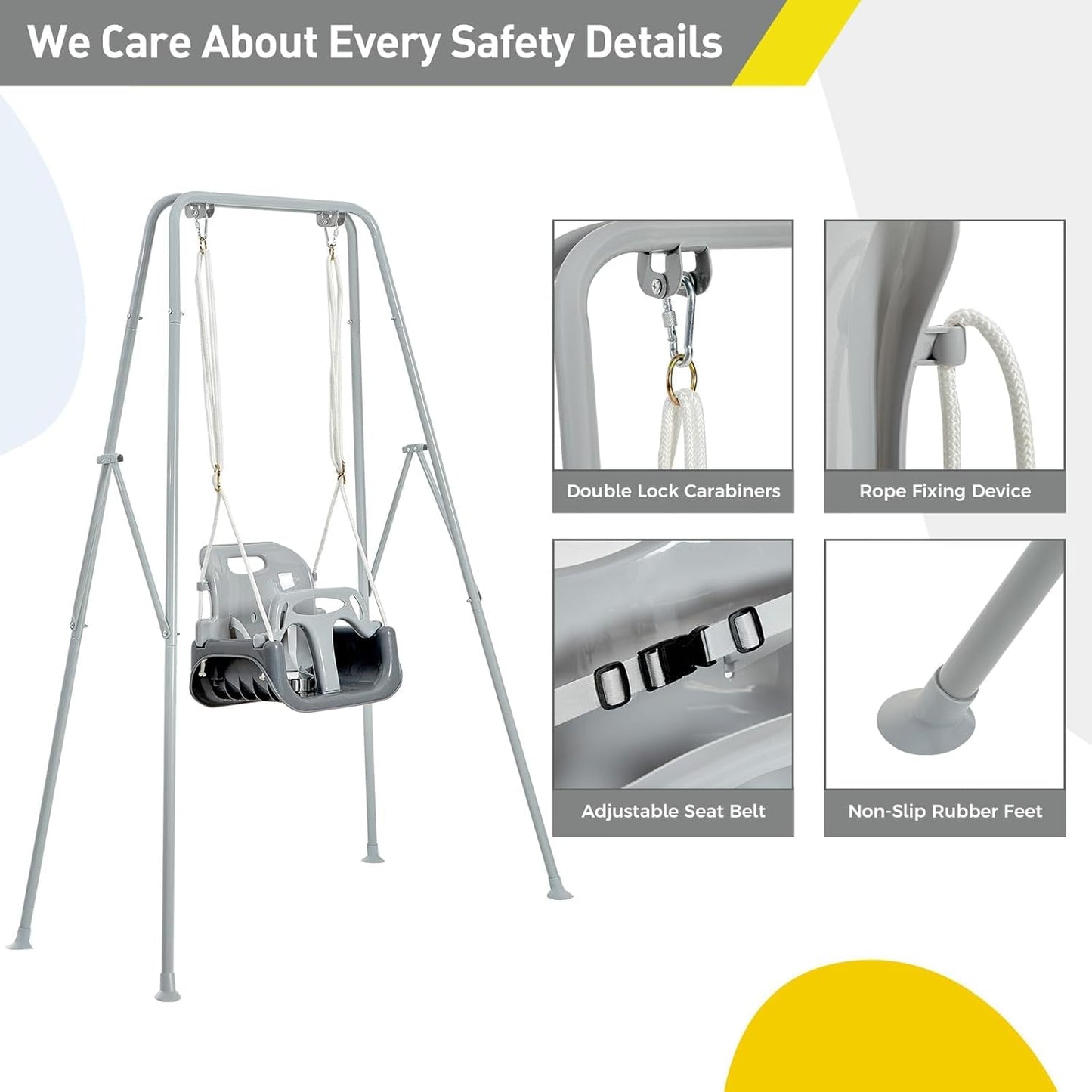 FUNLIO Toddler Swing with Foldable Metal Stand – 3-in-1 Set for 1–10 Years (Indoor/Outdoor)