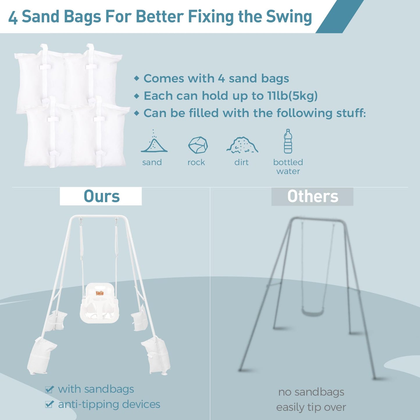 FUNLIO Toddler Swing with Foldable Stand – 3-in-1 Swing Set for Ages 1–10 | Easy Setup