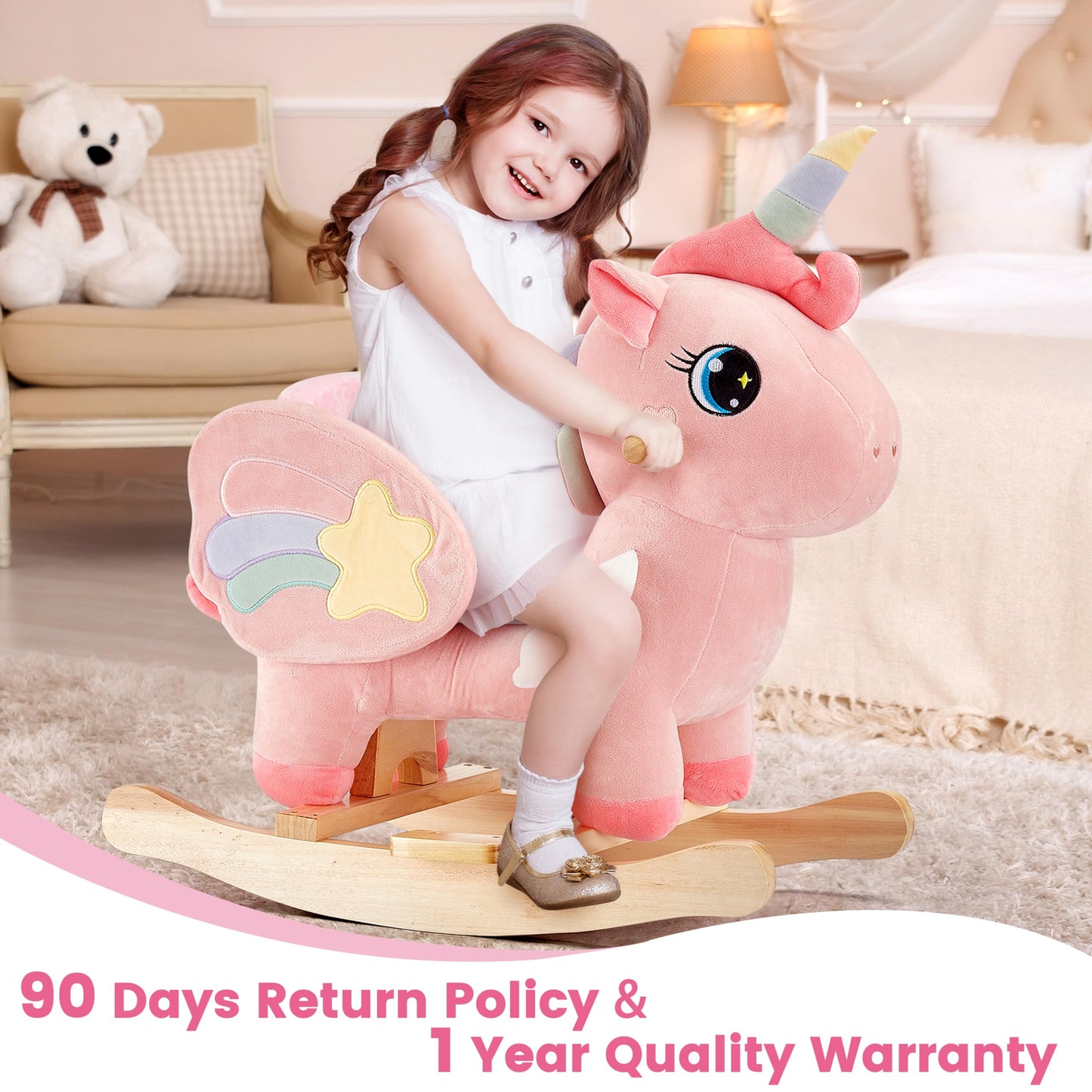 FUNLIO Unicorn Baby Rocking Horse – Pink Fairy Toy for Toddlers 6m–3y | CPC & CE Certified