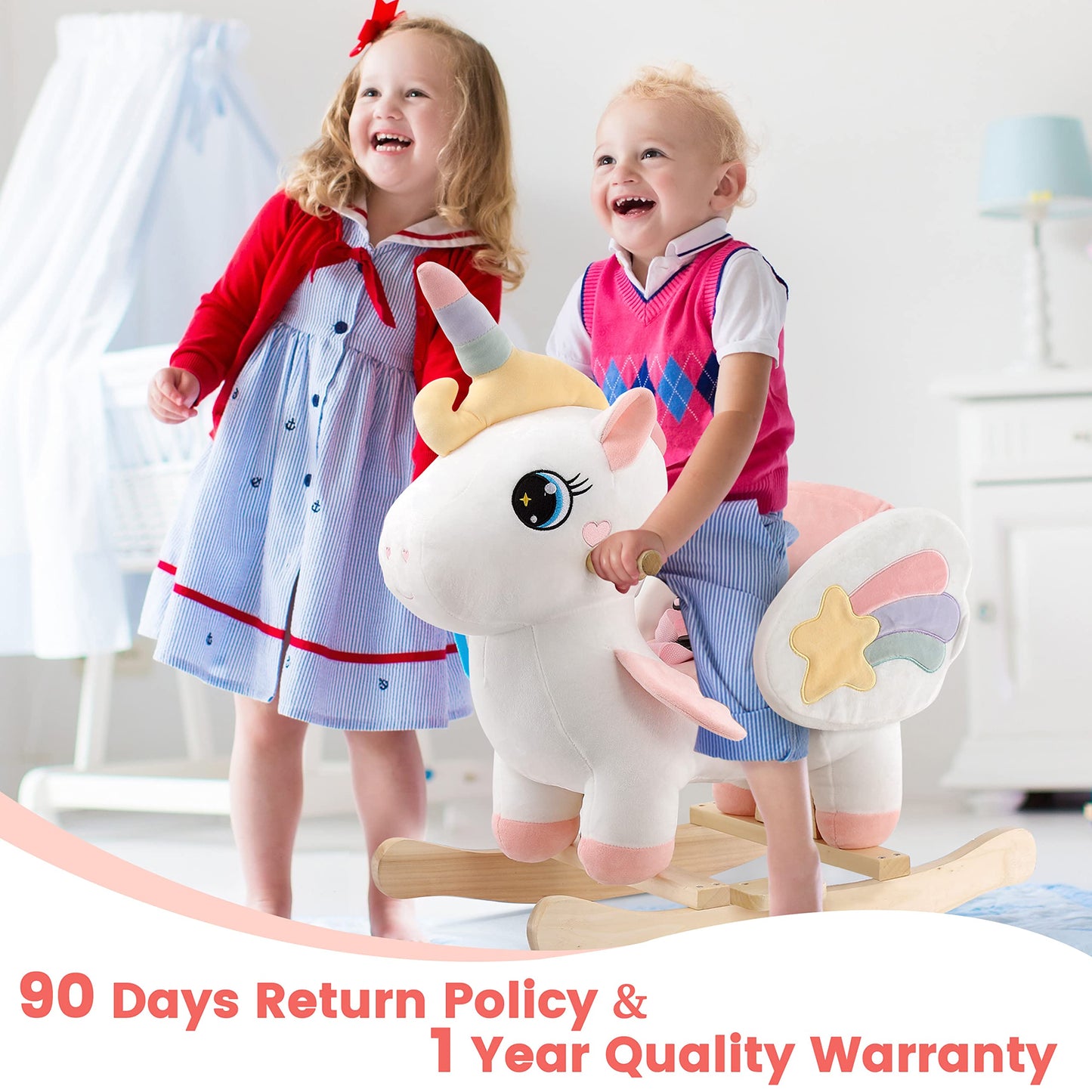 FUNLIO Unicorn Baby Rocking Horse - Safe Toddler Rocker (6m-3y) CE & CPC Certified