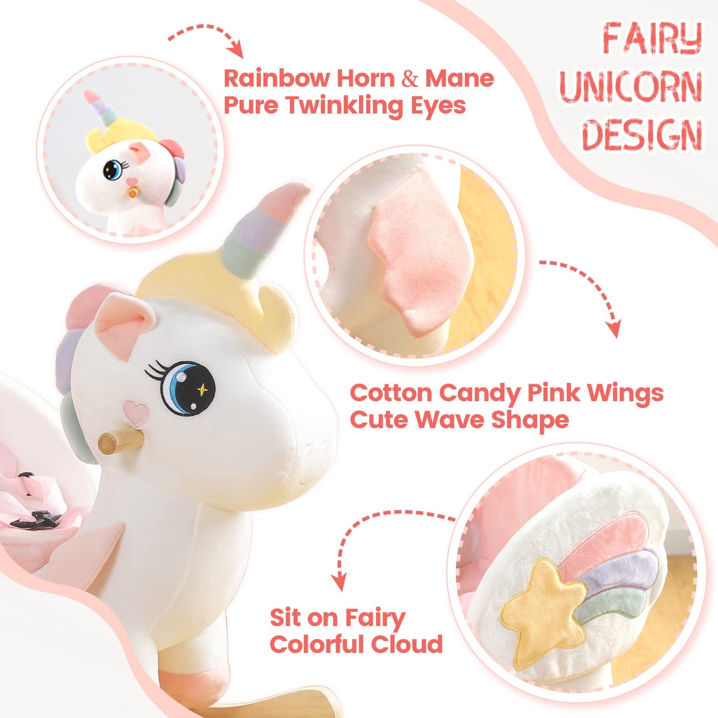 FUNLIO Unicorn Baby Rocking Horse - Safe Toddler Rocker (6m-3y) CE & CPC Certified