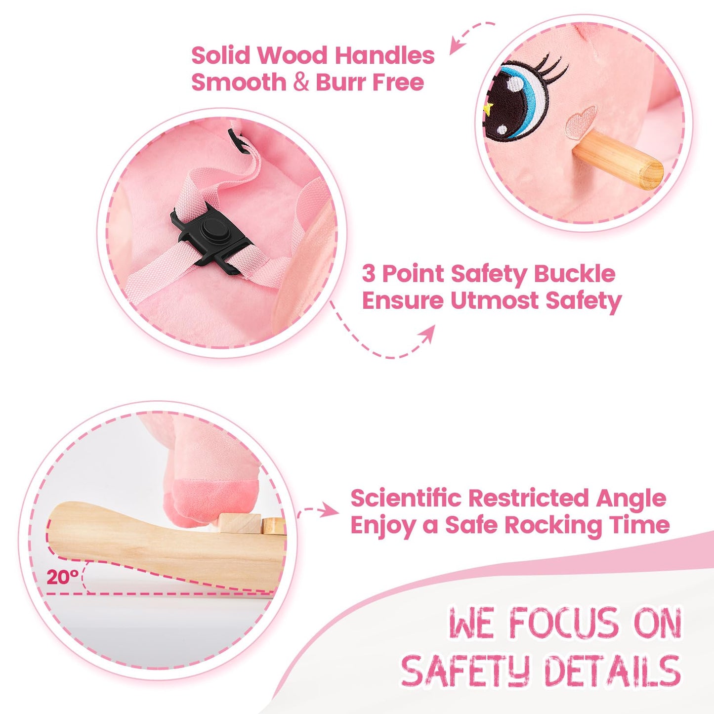 FUNLIO Unicorn Baby Rocking Horse – Pink Fairy Toy for Toddlers 6m–3y | CPC & CE Certified