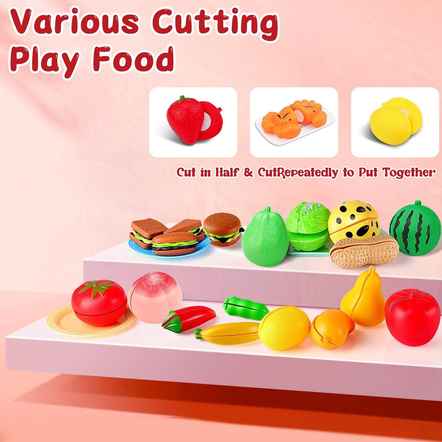 FunMission 134 Pcs Toy Kitchen Accessories – Pretend Cooking Playset with BBQ Grill & More