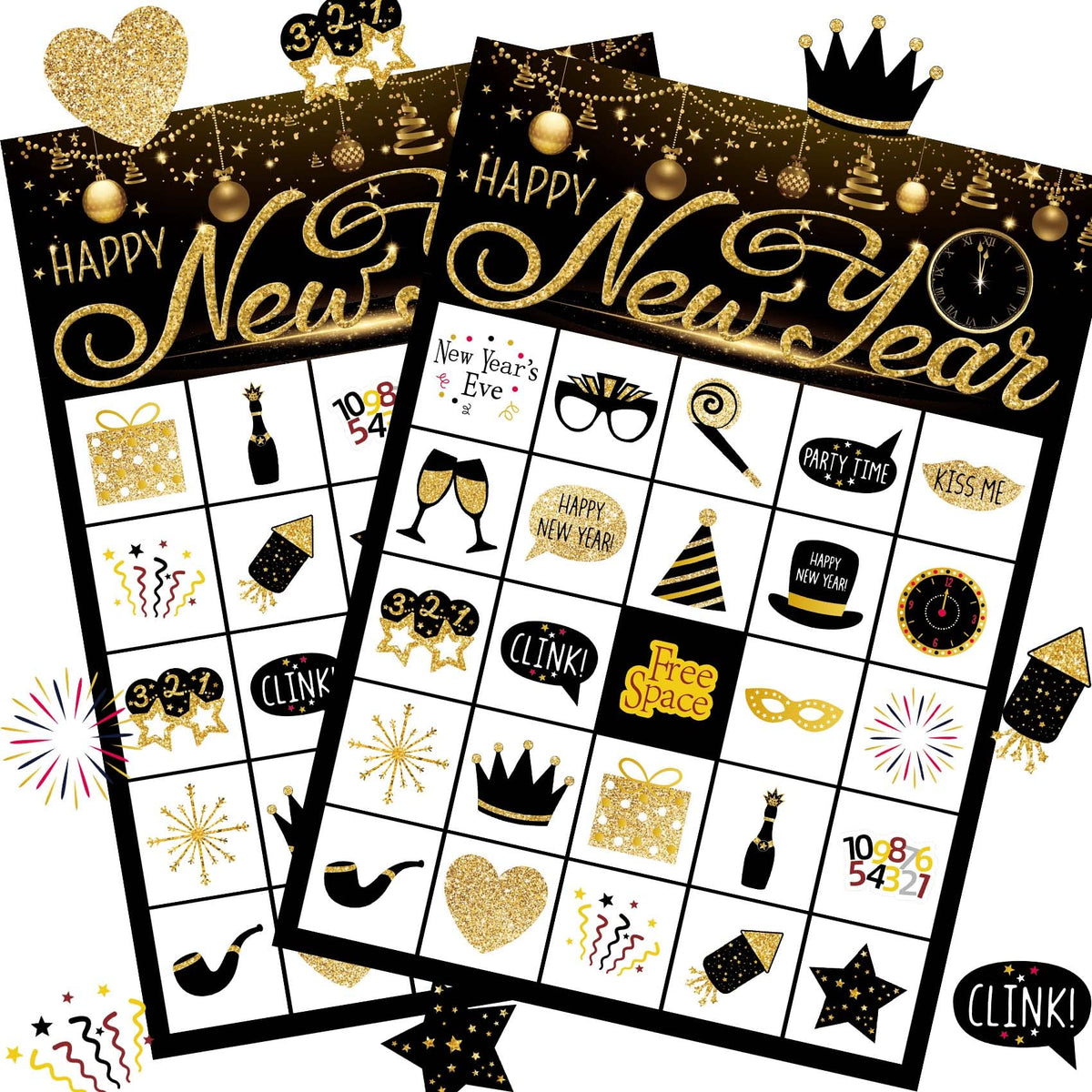 Funnlot New Year Eve Bingo — 24-Player Kids & School Party Pack