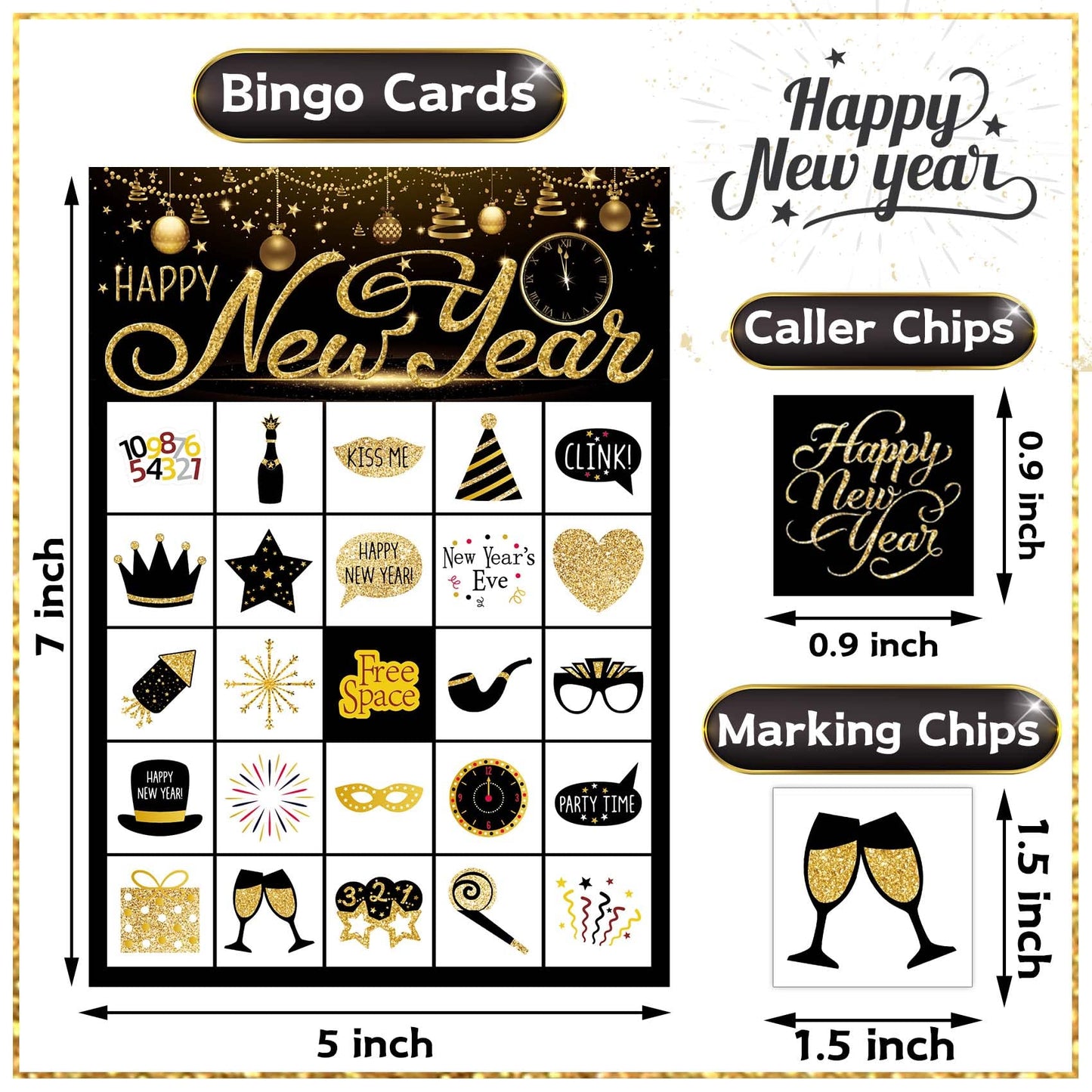 Funnlot New Year Eve Bingo — 24-Player Kids & School Party Pack