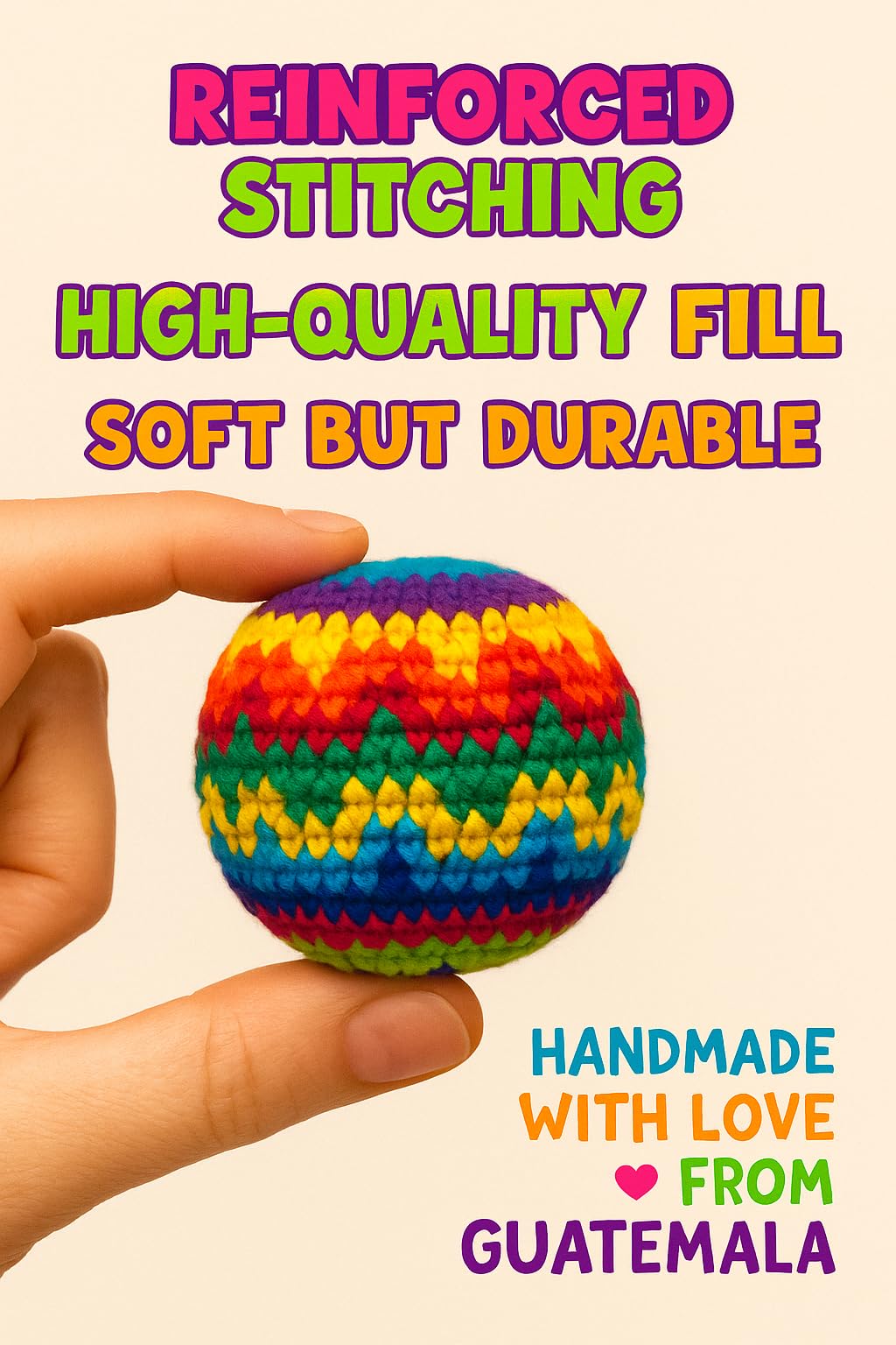 Funny Guy Mugs Multicolored Crochet Hacky Ball Set – 3 Pack Foot Bag Kick Sack
