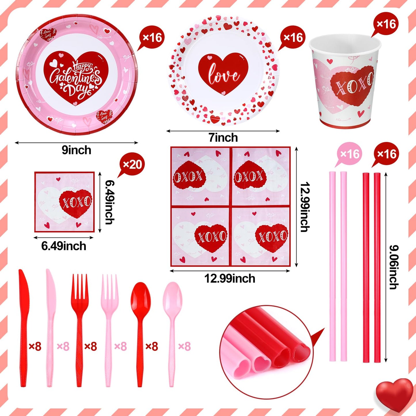 Funnymoom 133-Piece Galentine's Day Decorations & Dinnerware Set