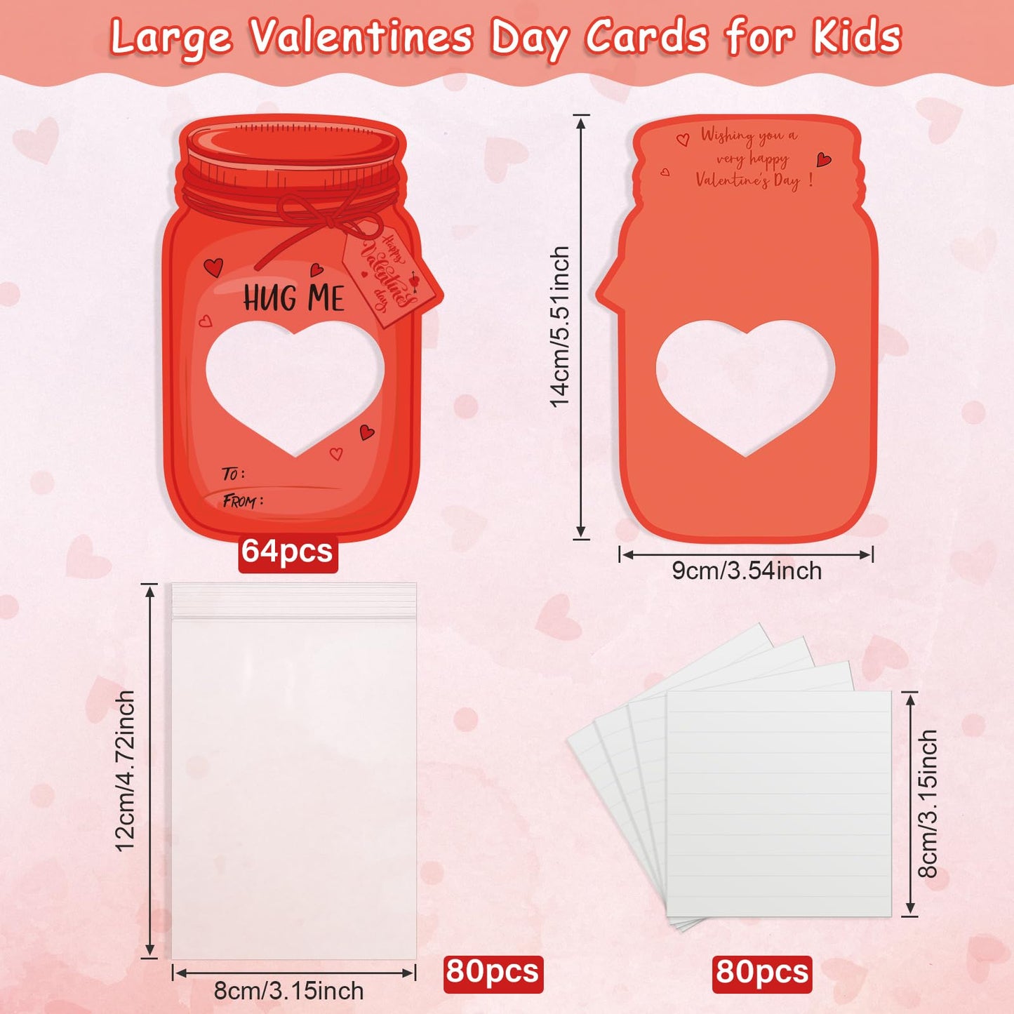 FunnyPars 40-Pack Kids Valentines Cards – Colorful Mason Jar Cards for Classroom Gifts & Favors