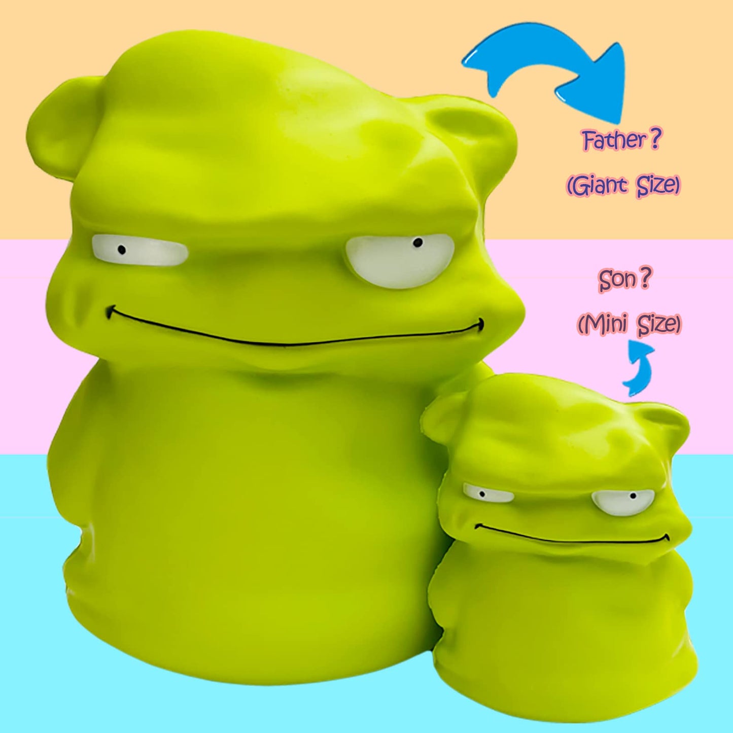 funnysquee 9.8-Inch Giant Green Monster Slow Rising Squishy – Jumbo Kawaii Toy, Stress Relief Gift for Kids