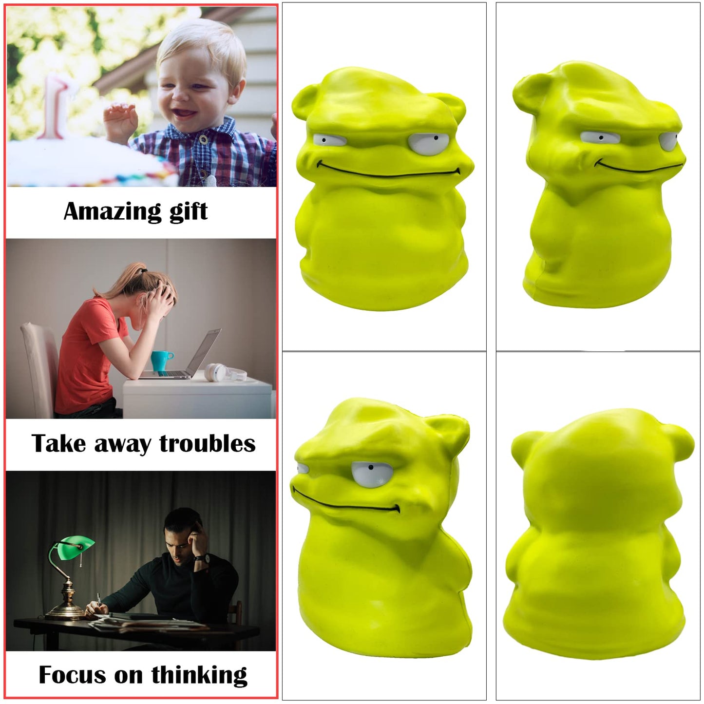 funnysquee 9.8-Inch Giant Green Monster Slow Rising Squishy – Jumbo Kawaii Toy, Stress Relief Gift for Kids