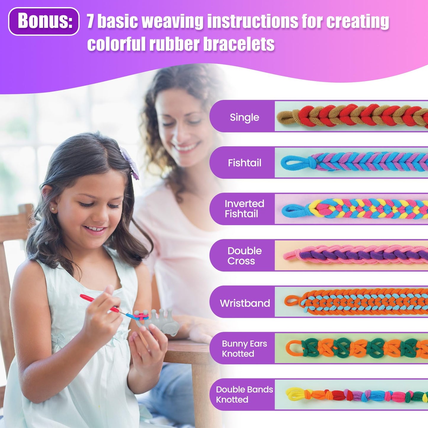 FUNiOi Kids Art & Craft Kit – Rubber Band Bracelets, 1000+ Colors, Organizer Case