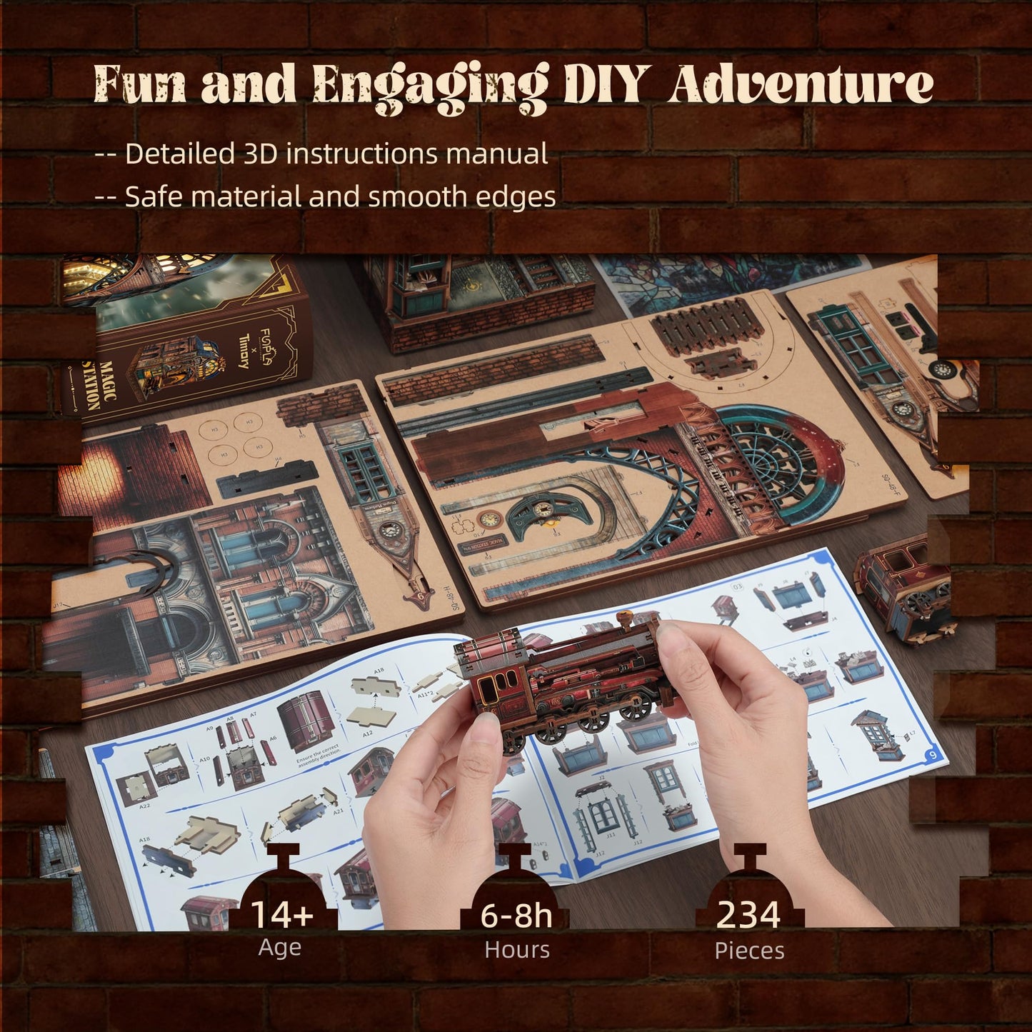 FUNPOLA LED 3D Puzzle Magic Station Book Nook Kit – Interactive DIY Miniature with LED Glow