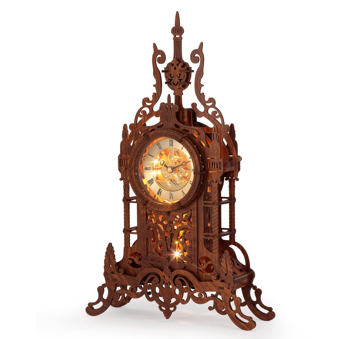 FUNPOLA LED 3D Wood Puzzle Clock Tower – DIY Clock Kit with LED Light Belt (LED-WTC02)