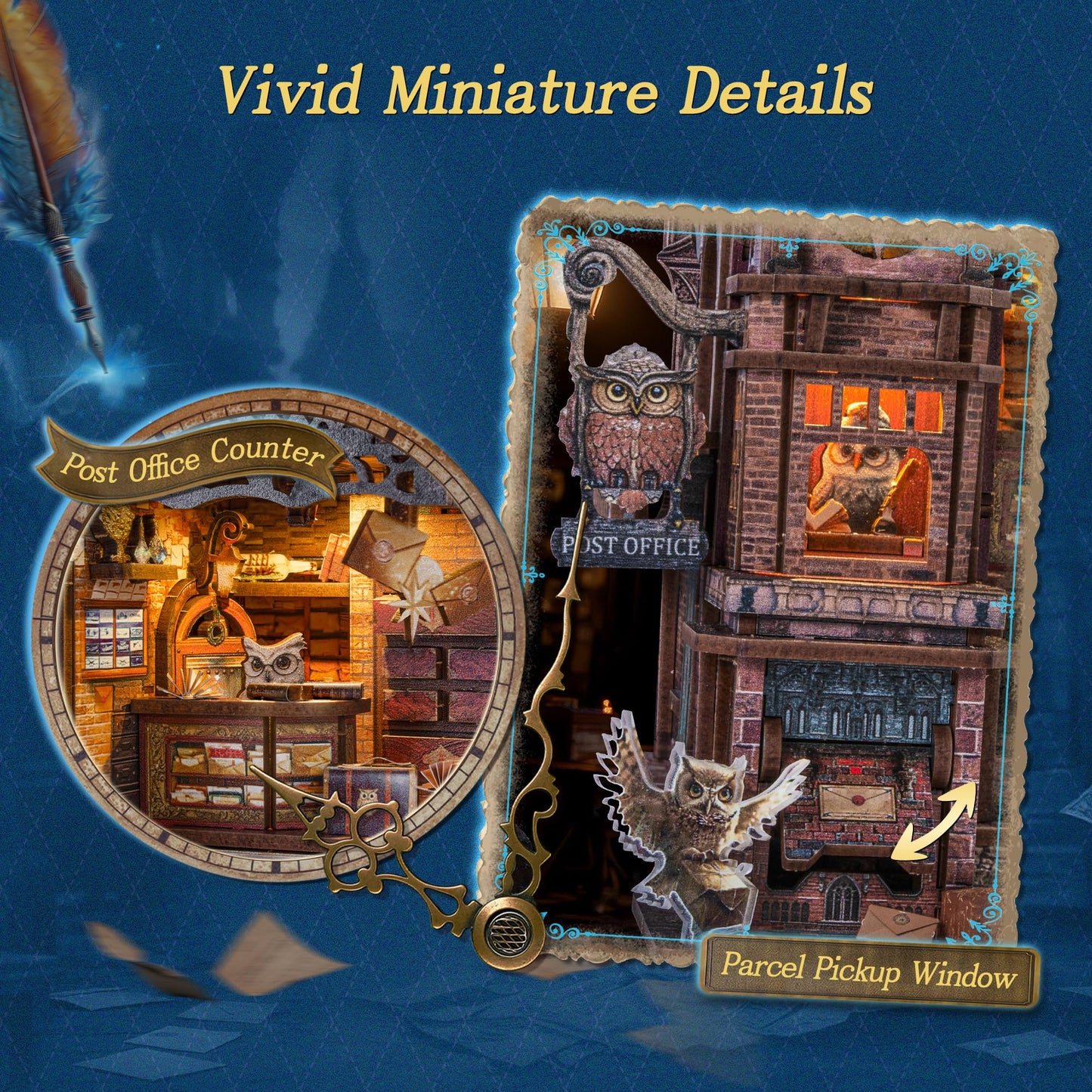 FUNPOLA LED 3D Wood Puzzle Owl Post Office — Dynamic Gear Model with Music, LEDs & DIY Assembly
