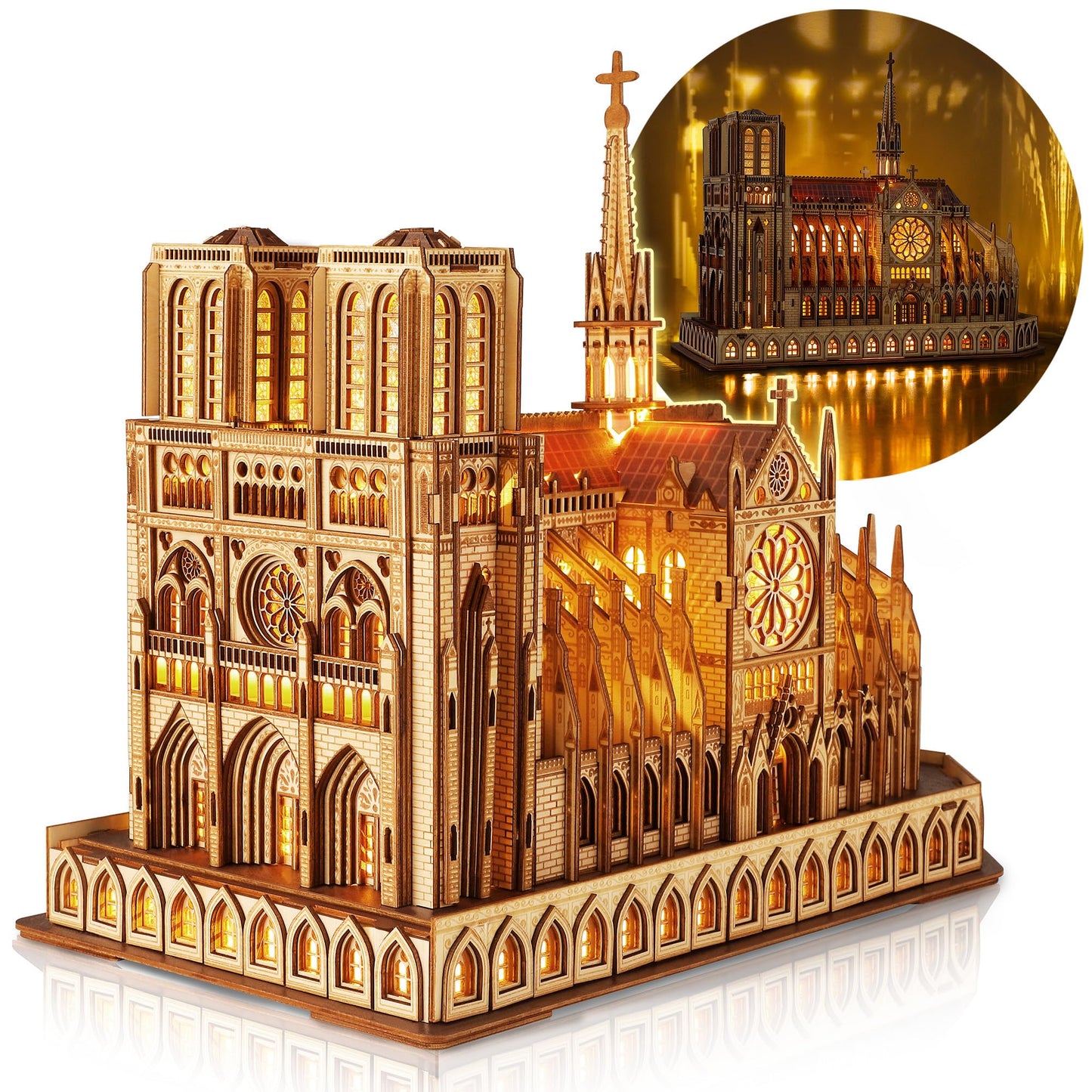 FUNPOLA LED 3D Notre Dame Puzzle – Night Edition with LED Lighting | DIY Architecture Model