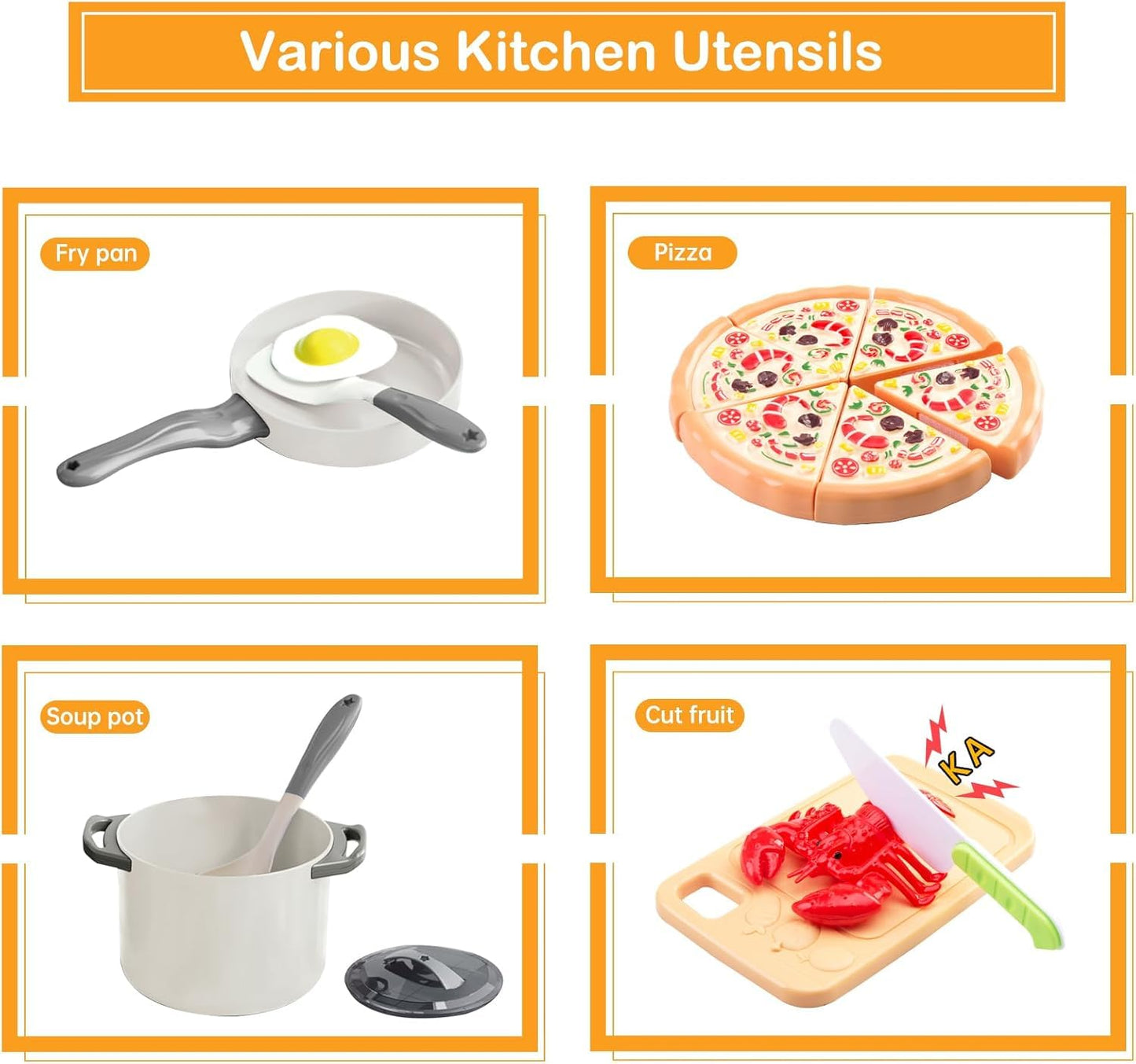 Funpynani 80-Piece Kitchen Playset – Pretend Cookware, Basket & Realistic Foods