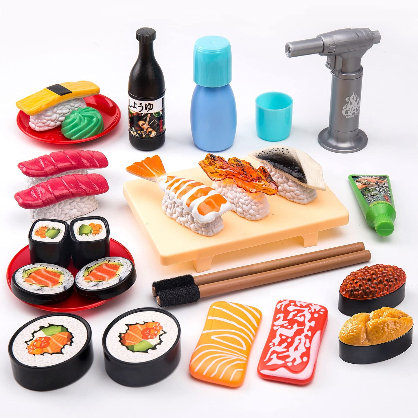Funpynani Sushi Slicing Play Food Set — 34-Piece LED Color-Changing Toy for Kids 3+