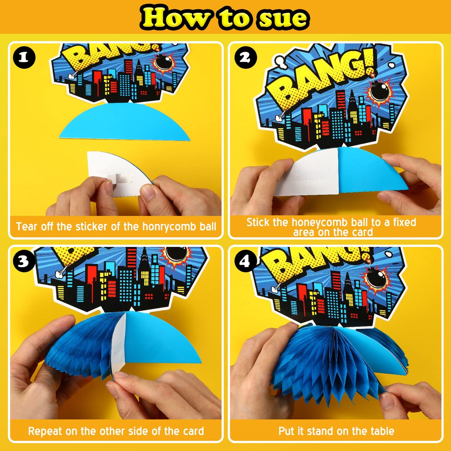 Funrous 11-Piece Hero Honeycomb Centerpieces – 3D Table Toppers for Parties