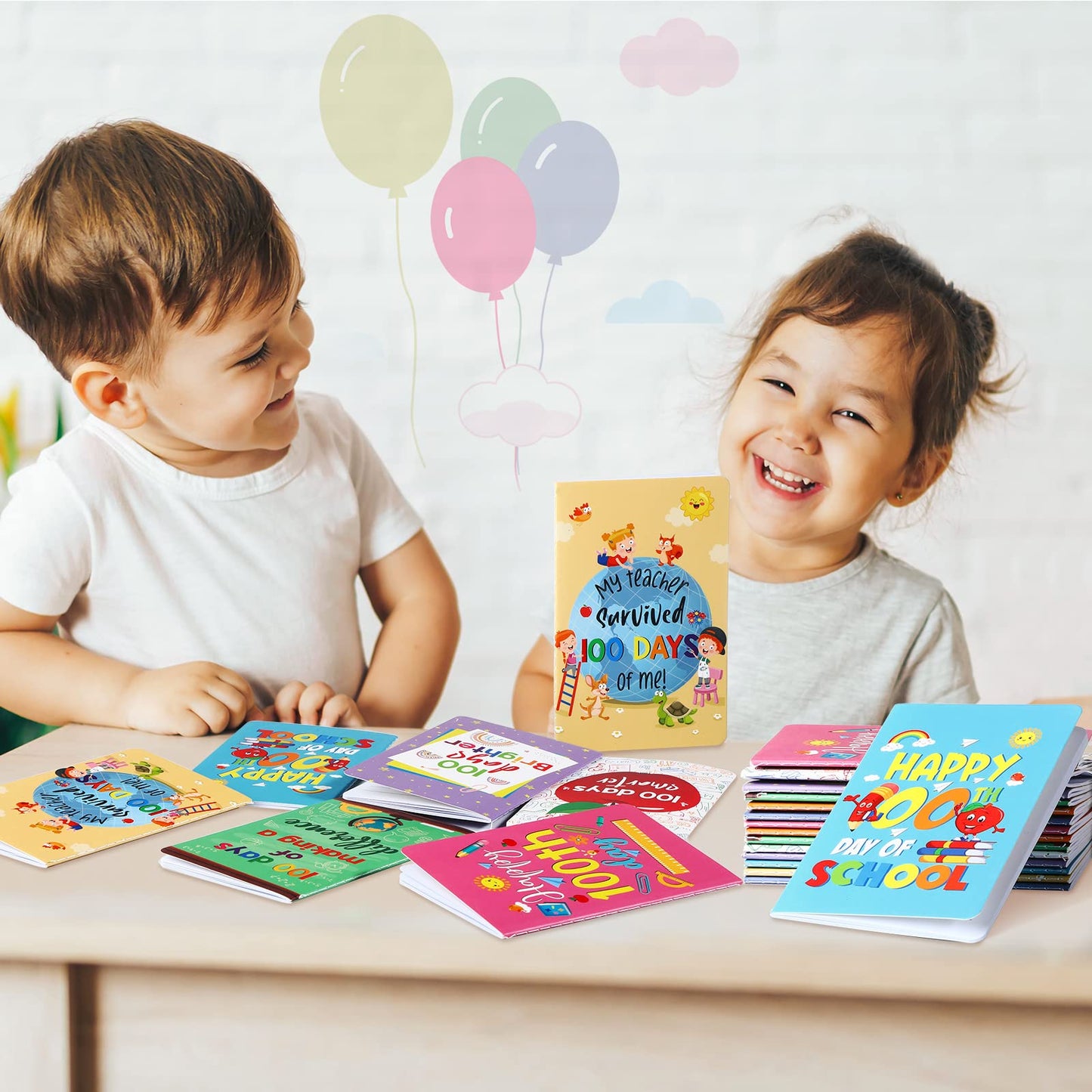 Funrous 24 Pcs Mini Pocket Notebooks – 8 Styles for 100th Day of School