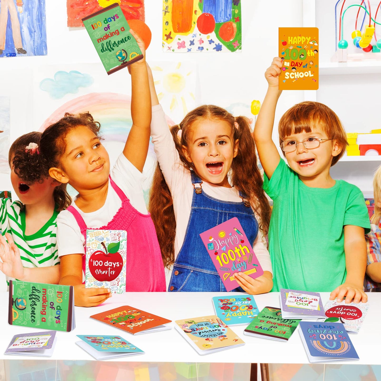 Funrous 24 Pcs Mini Pocket Notebooks – 8 Styles for 100th Day of School