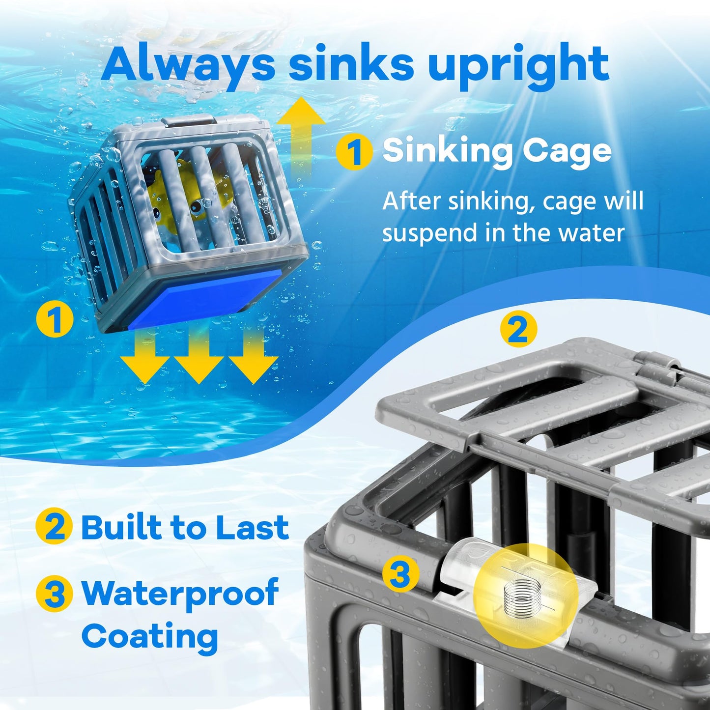 Funscape Kids Pool Diving Toys – 6 Ocean Pals & 6 Dive Cages