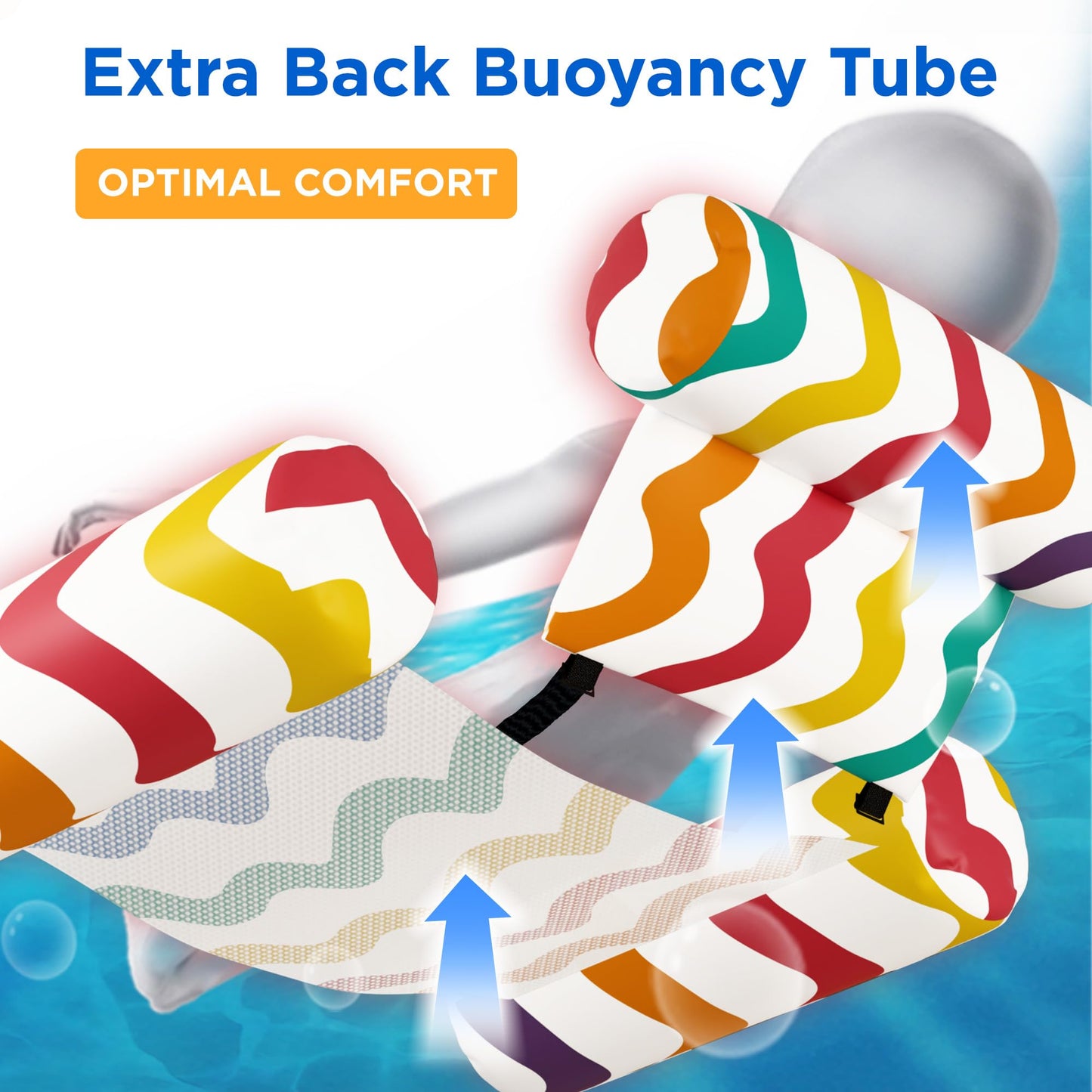 Funscape Rainbow Pool Floats Chairs – 2-Pack Heavy-Duty Inflatable Lounges
