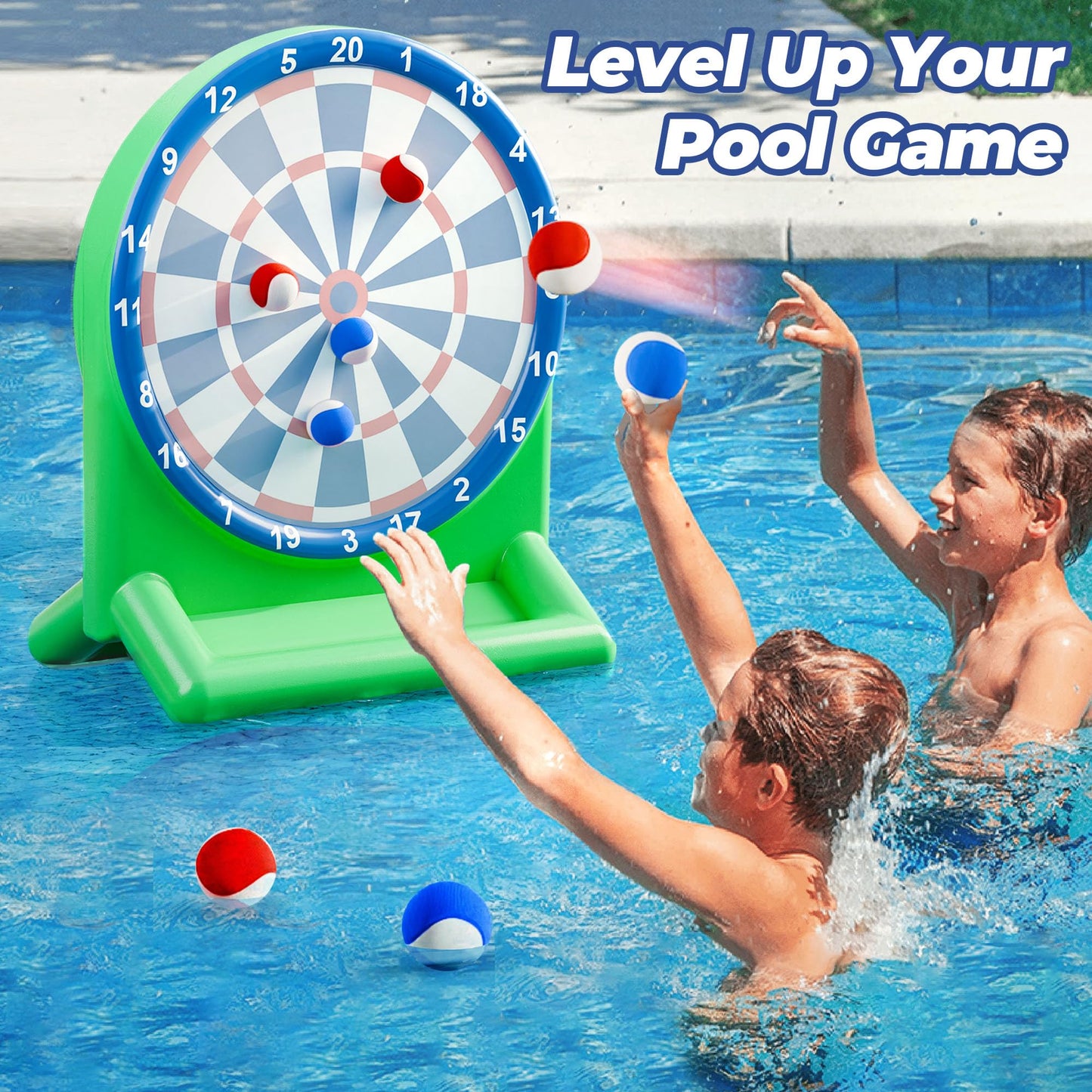 Funscape Inflatable Dart Board Pool Game for Kids & Family