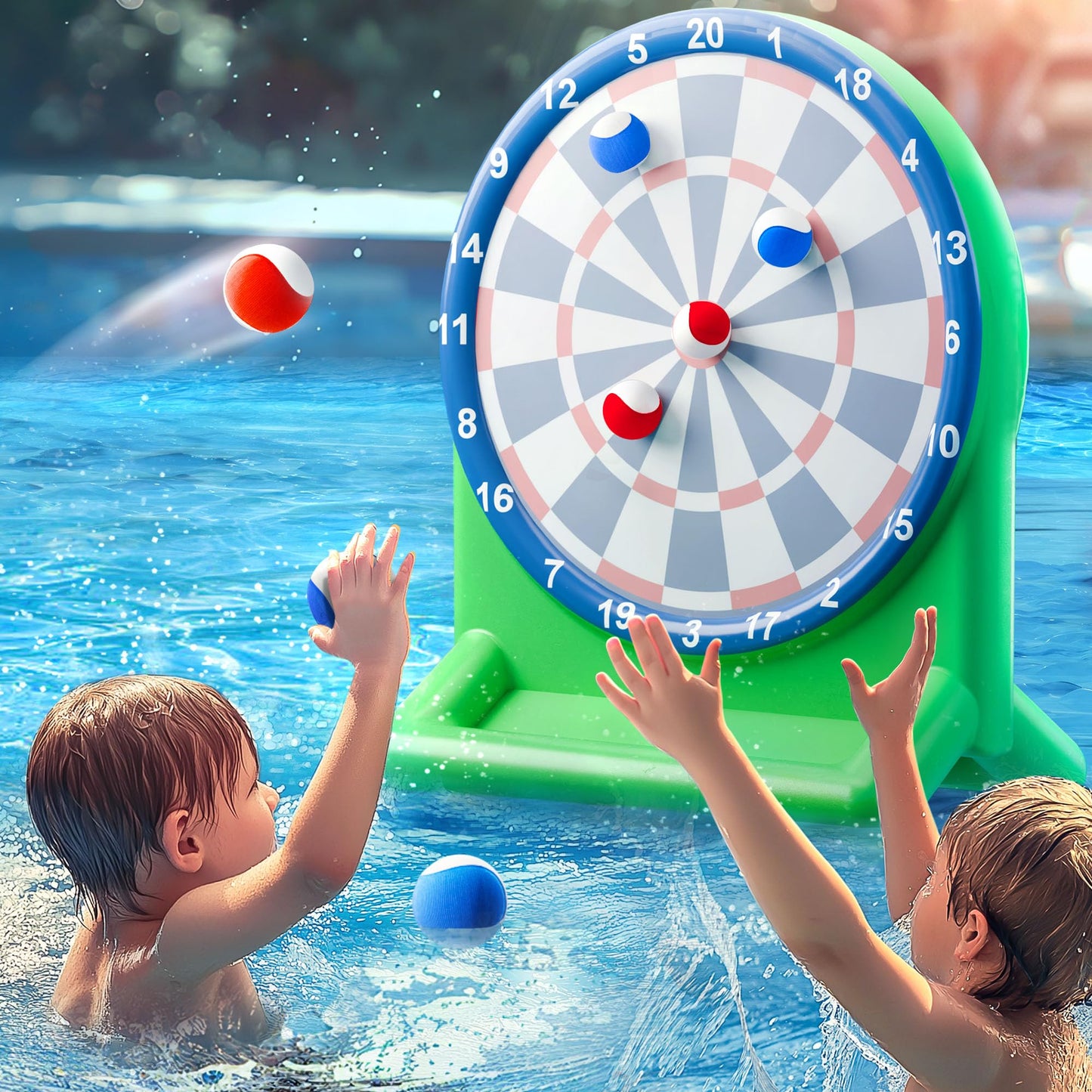 Funscape Inflatable Dart Board Pool Game for Kids & Family