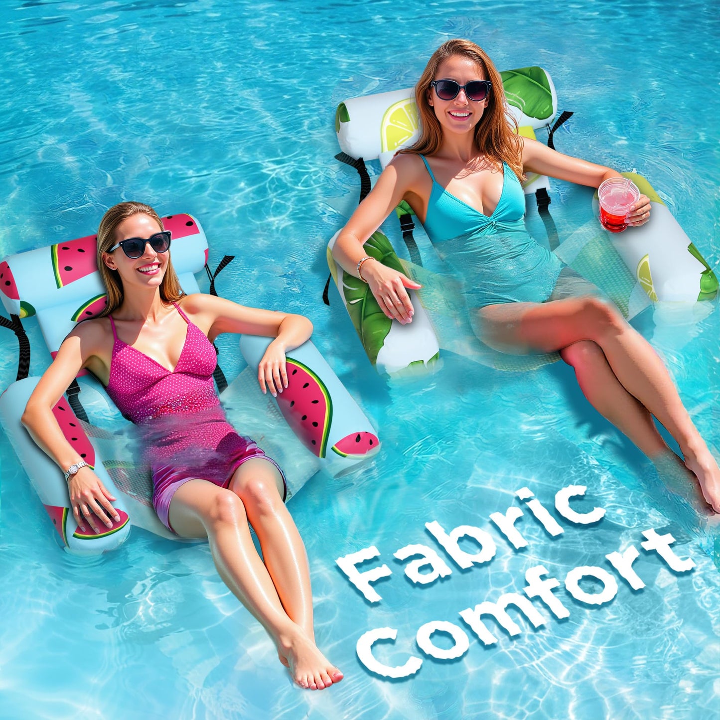 Funscape Pool Floats Chairs Adult – 2-Pack Heavy-Duty Inflatable Lounges