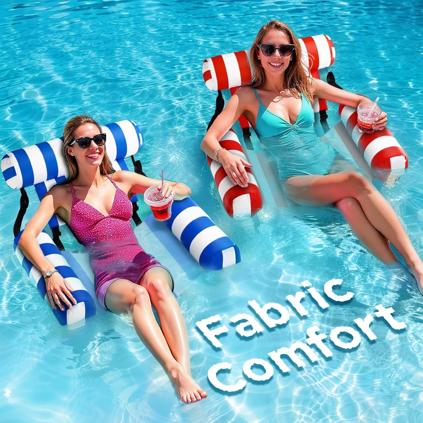 Funscape Pool Floats Chairs – Heavy Duty 2-Pack Adult Lounges