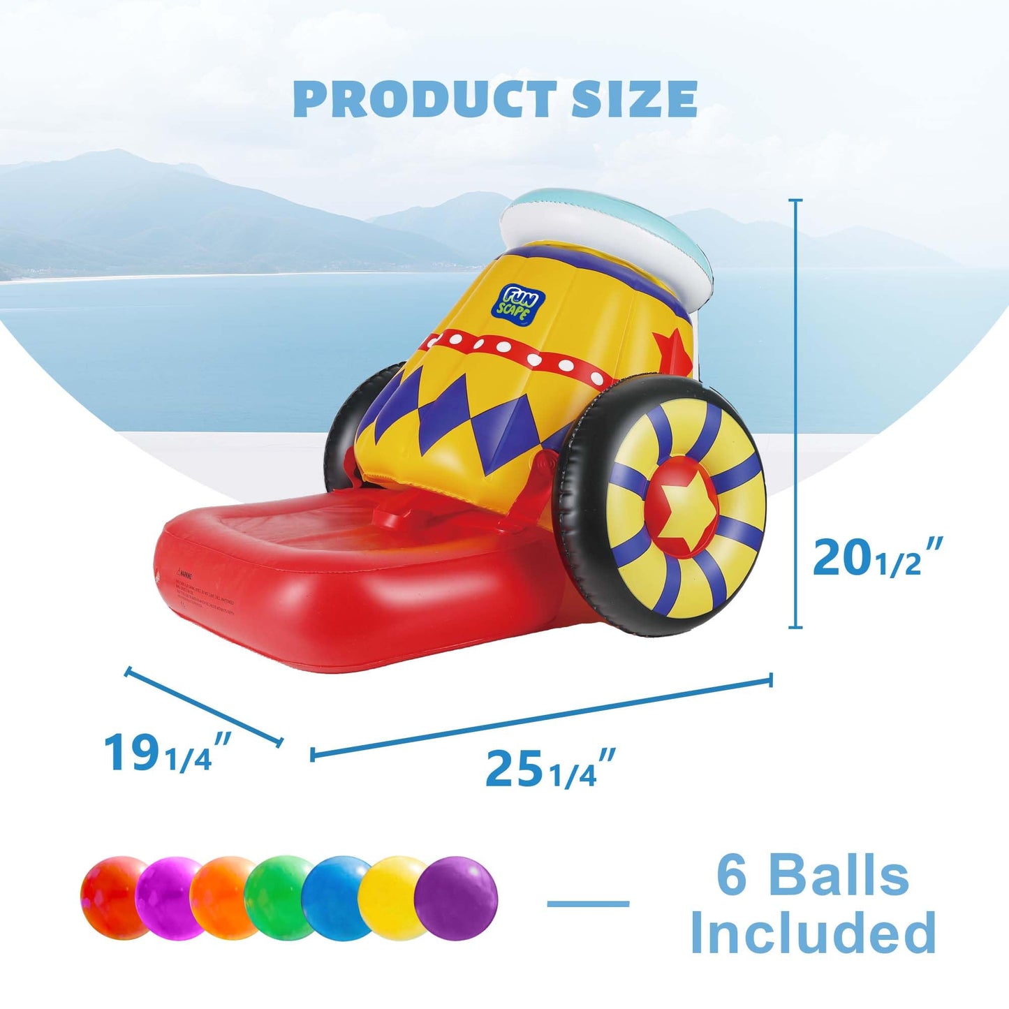 Funscape Inflatable Launching Ball Pool Toy – 2-in-1 Water Spray & Ball Launch