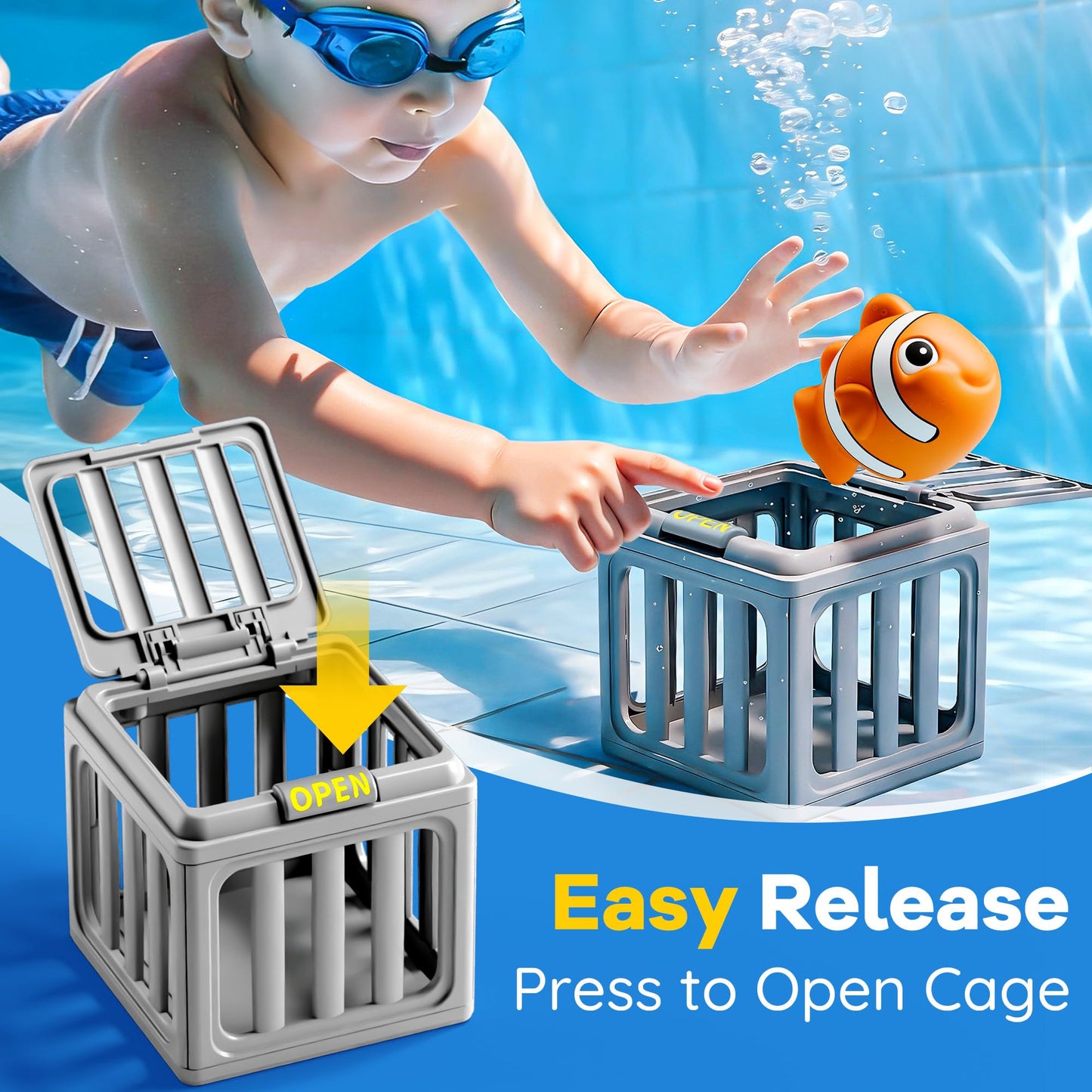 Funscape Kids Pool Diving Toys – 6 Ocean Pals & 6 Dive Cages