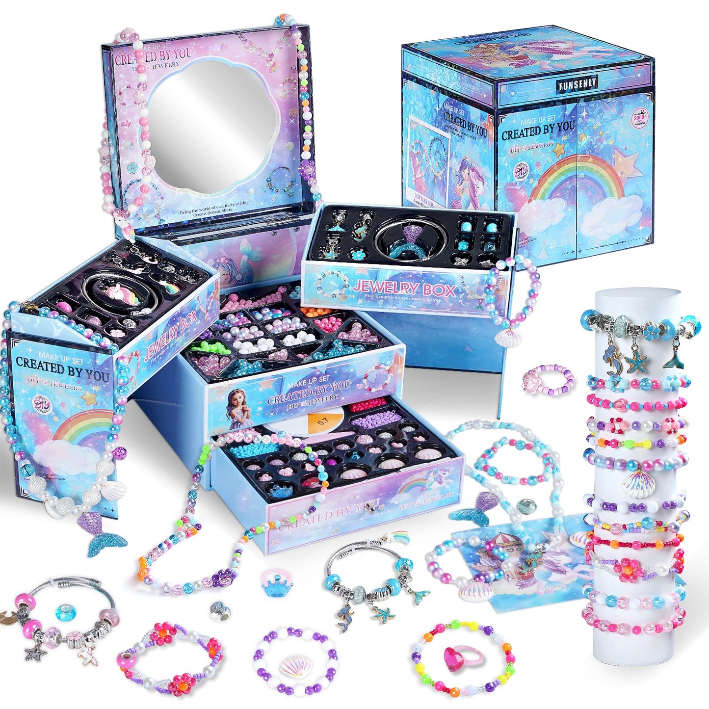 FUNSENLY 2000Pcs Charm Beads Bracelet Making Kit for Girls | Creative Jewelry Craft Set for Ages 4–12