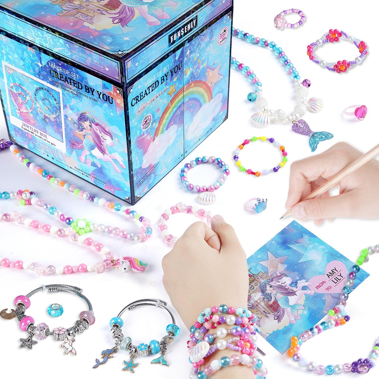 FUNSENLY 2000Pcs Charm Beads Bracelet Making Kit for Girls | Creative Jewelry Craft Set for Ages 4–12
