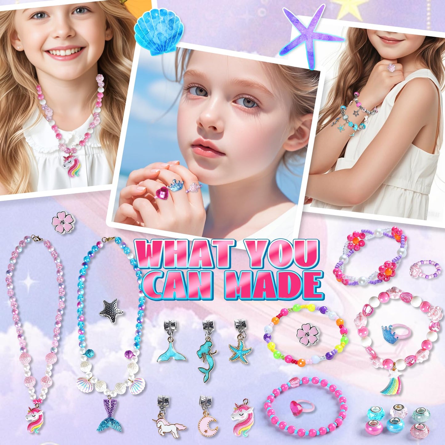 FUNSENLY 2000Pcs Charm Beads Bracelet Making Kit for Girls | Creative Jewelry Craft Set for Ages 4–12