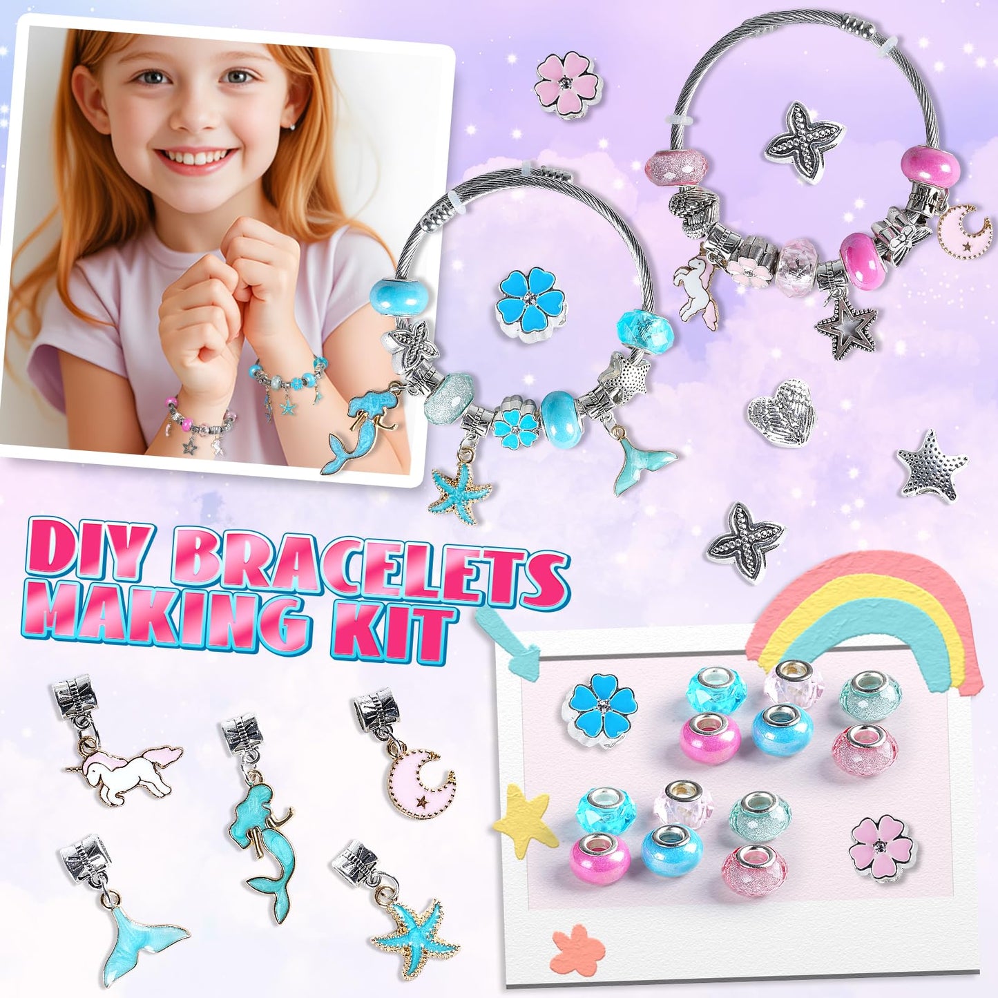 FUNSENLY 2000Pcs Charm Beads Bracelet Making Kit for Girls | Creative Jewelry Craft Set for Ages 4–12
