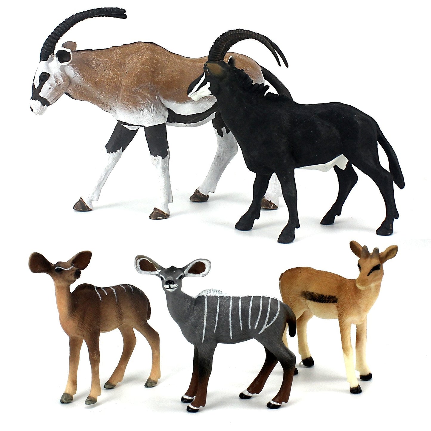 FUNSHOWCASE African Jungle Wild Animals Toy Antelope Figures – 5-Piece Set for Kids, Cake Toppers & Play