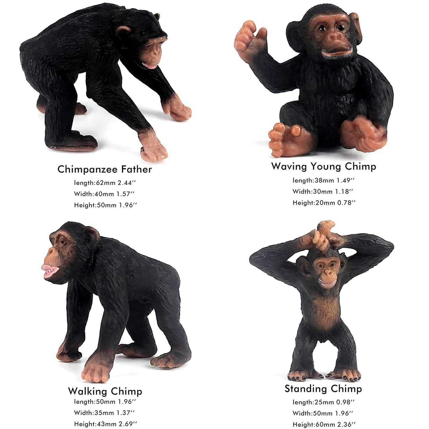 FUNSHOWCASE 10 Gorilla & Chimpanzee Jungle Animal Figures — Realistic Plastic Playset