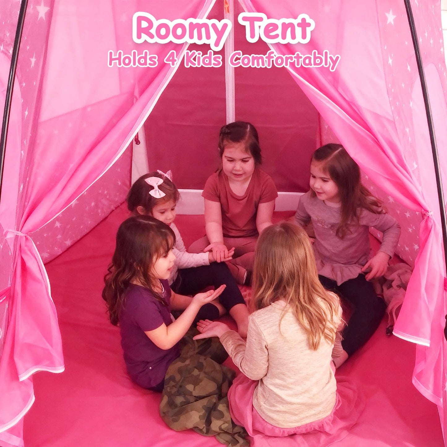 Funsland Princess Pop-up Play Tent – Large Indoor/Outdoor Castle for Kids (Pink), 78 x 63 x 53 in